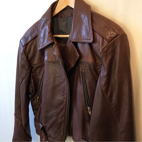 Iconic Bentley motorcycle genuine oversize leather jacket in brown - Picture 12 of 14